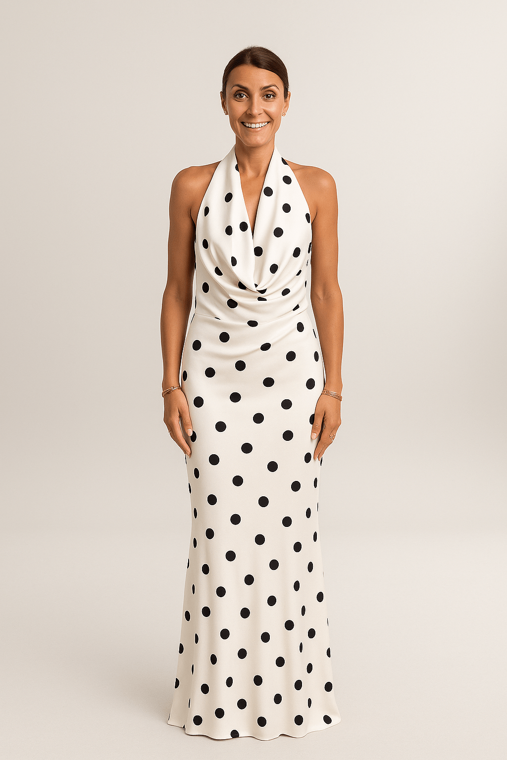 Chloé™ | Robe Longue à Pois Noirs - LUNAEVE