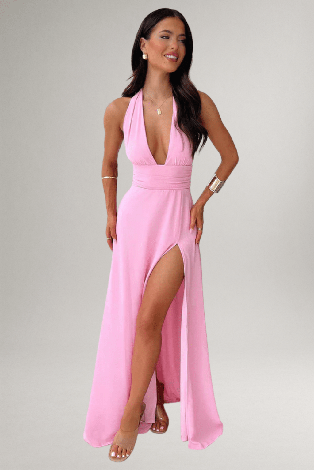 Éléonore™ | Rose Fendue, Décolleté Plongeant - LUNAEVE