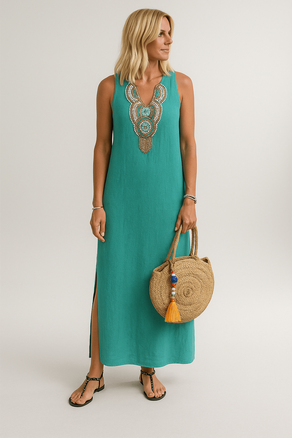 Lina™ | Robe d’Été en Lin, Style Bohème Chic - LUNAEVE