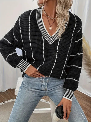 Liora Paris™ | Pull Rayé Décontracté à Manches Longues - LUNAEVE