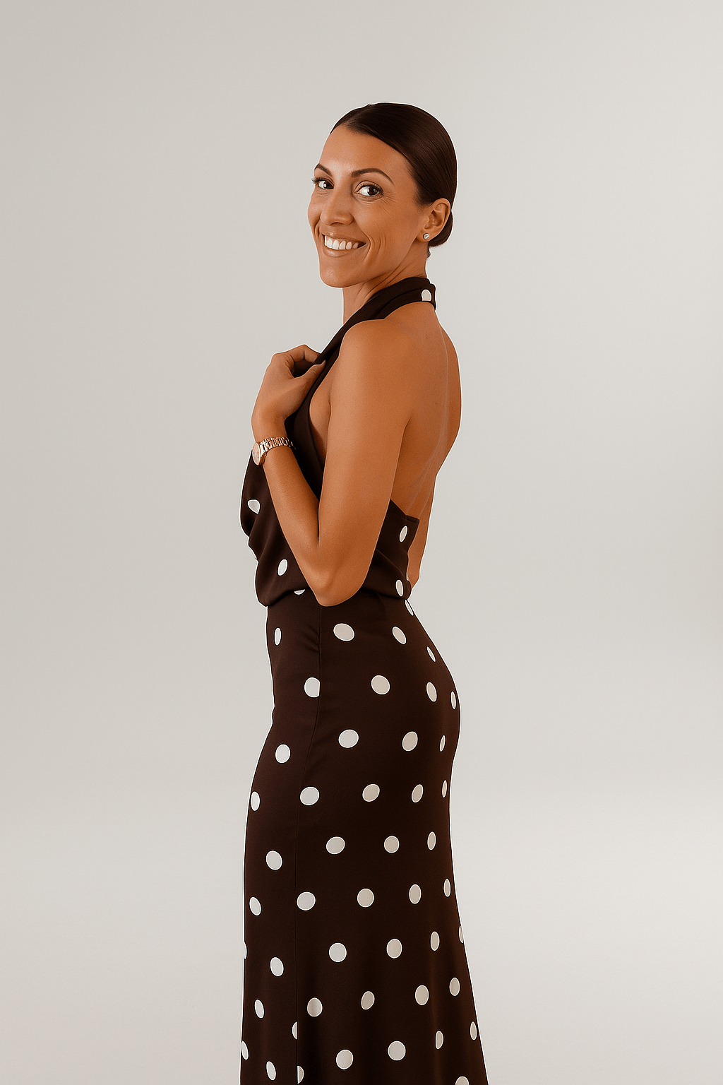 Chloé™ | Robe Longue à Pois Noirs - LUNAEVE