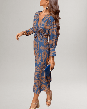 Éliane™ | Robe portefeuille élégante à manches longues - LUNAEVE