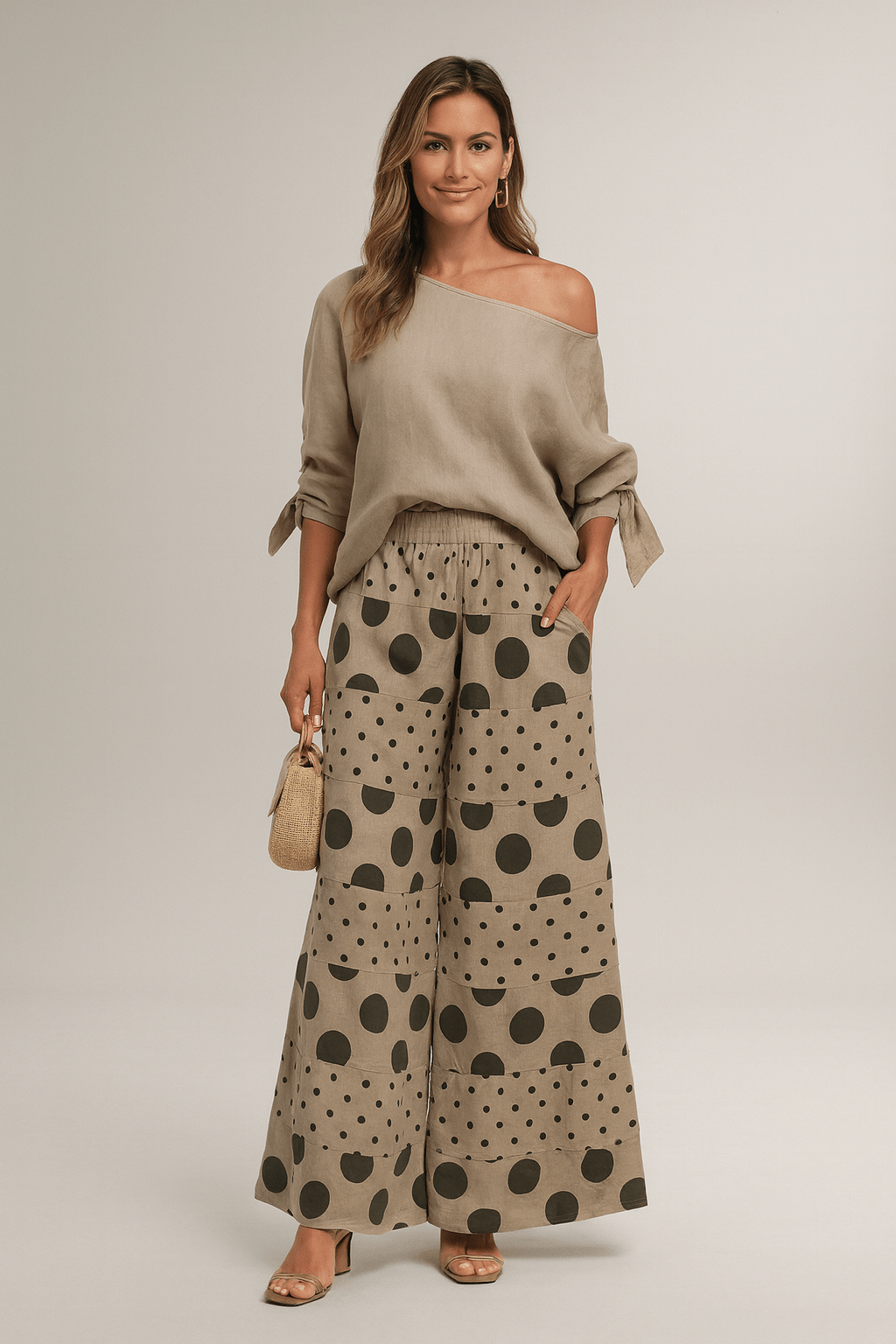 Élisa™ | Haut Asymétrique & Jupe Longue à Pois - LUNAEVE