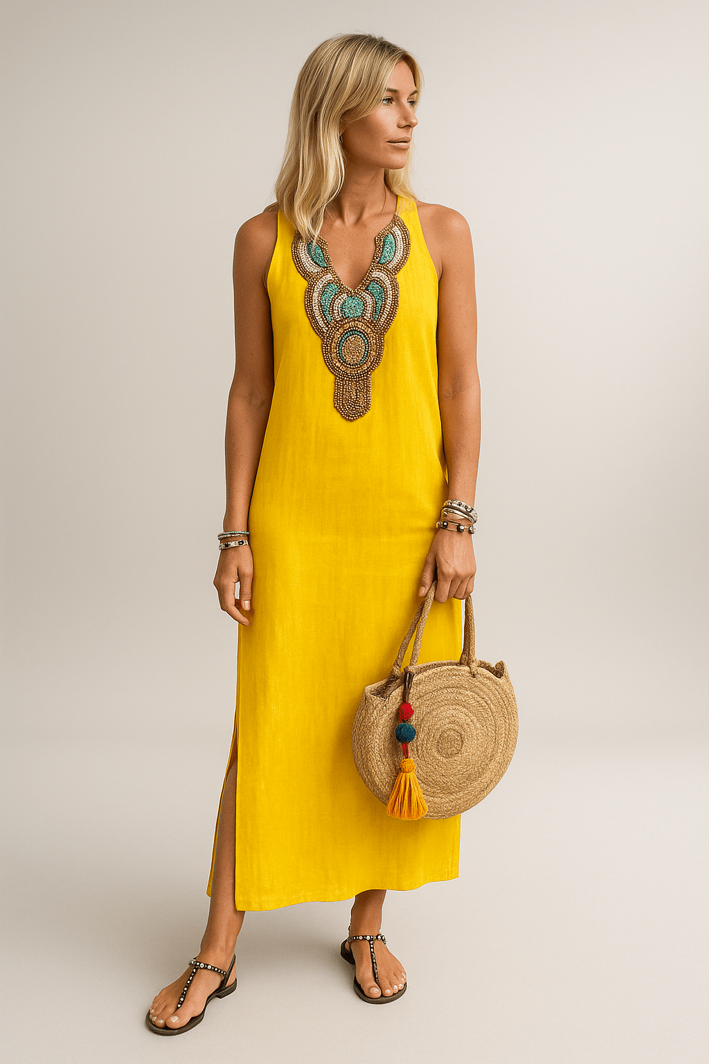 Lina™ | Robe d’Été en Lin, Style Bohème Chic - LUNAEVE