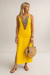 Lina™ | Robe d’Été en Lin, Style Bohème Chic - LUNAEVE