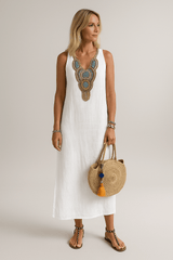 Lina™ | Robe d’Été en Lin, Style Bohème Chic - LUNAEVE