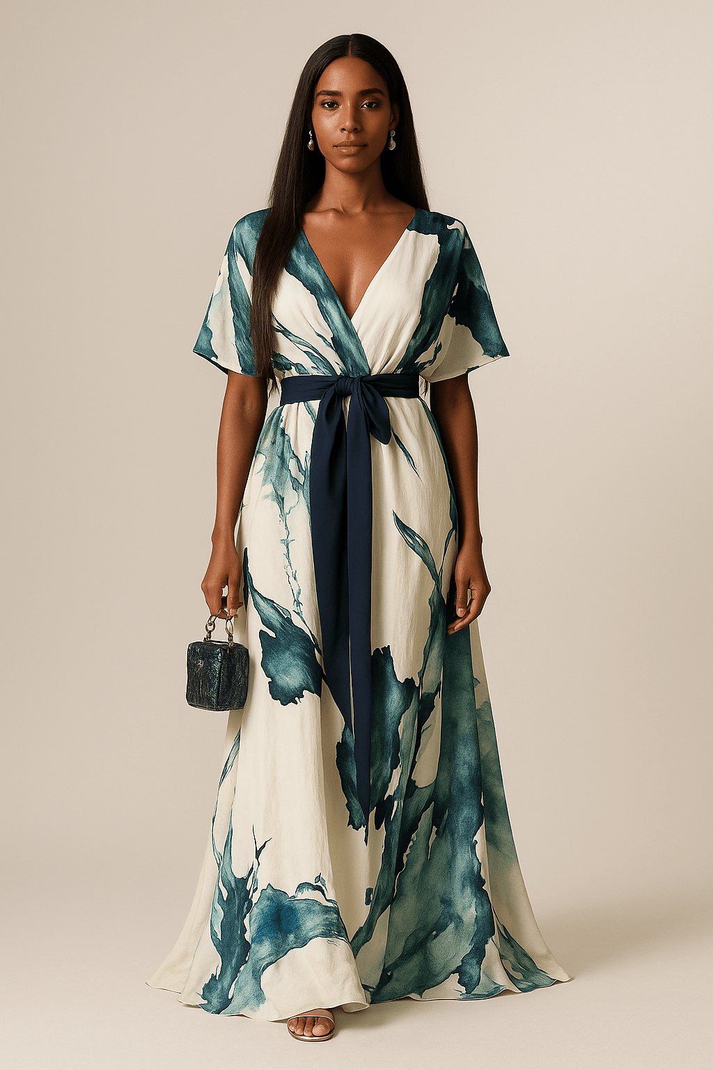 Nayla™ | Robe Longue à Imprimé Aquarelle - LUNAEVE
