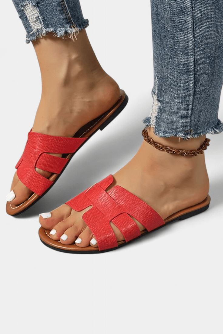 Sylvie™ | Sandales Plates au Design Classique avec Découpe Géométrique - LUNAEVE