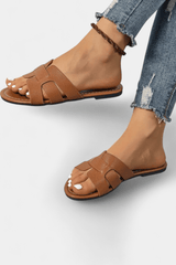 Sylvie™ | Sandales Plates au Design Classique avec Découpe Géométrique - LUNAEVE