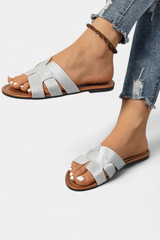 Sylvie™ | Sandales Plates au Design Classique avec Découpe Géométrique - LUNAEVE