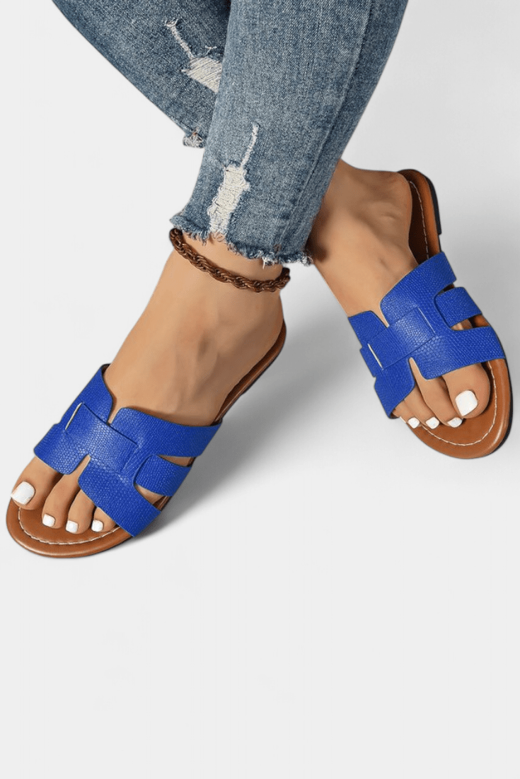 Sylvie™ | Sandales Plates au Design Classique avec Découpe Géométrique - LUNAEVE