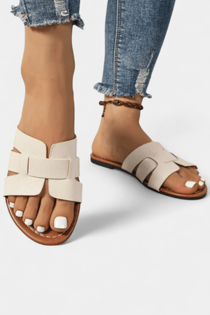 Sylvie™ | Sandales Plates au Design Classique avec Découpe Géométrique - LUNAEVE